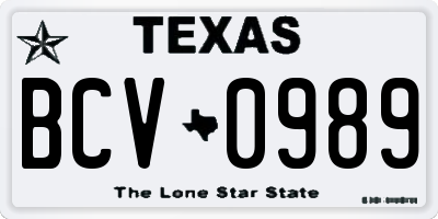 TX license plate BCV0989