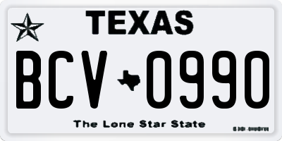 TX license plate BCV0990