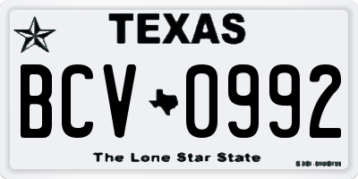 TX license plate BCV0992