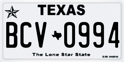 TX license plate BCV0994