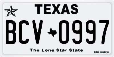 TX license plate BCV0997