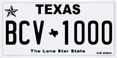 TX license plate BCV1000