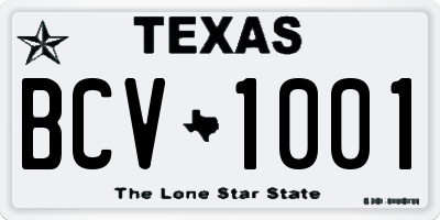 TX license plate BCV1001