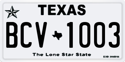 TX license plate BCV1003