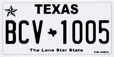 TX license plate BCV1005
