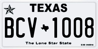 TX license plate BCV1008