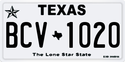 TX license plate BCV1020