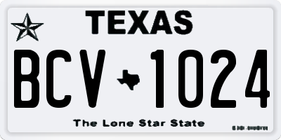 TX license plate BCV1024