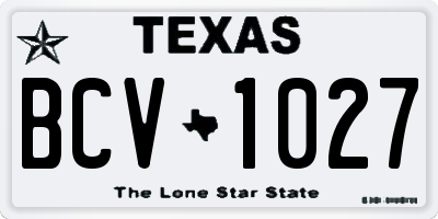 TX license plate BCV1027
