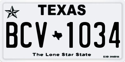 TX license plate BCV1034