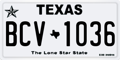 TX license plate BCV1036