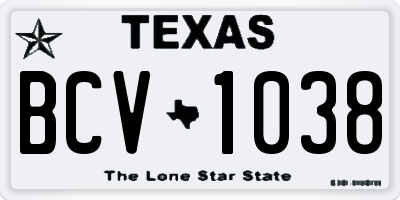 TX license plate BCV1038
