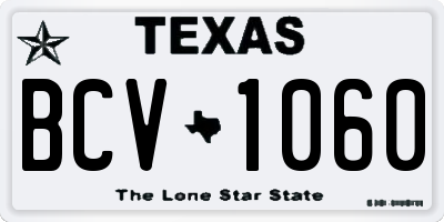 TX license plate BCV1060