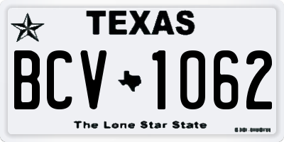 TX license plate BCV1062