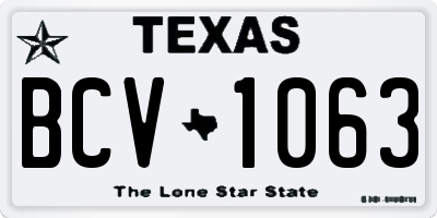 TX license plate BCV1063