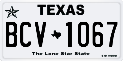 TX license plate BCV1067