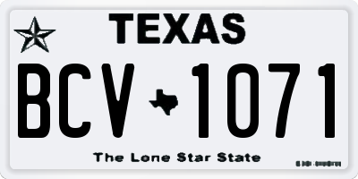 TX license plate BCV1071