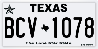 TX license plate BCV1078