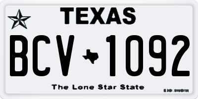 TX license plate BCV1092