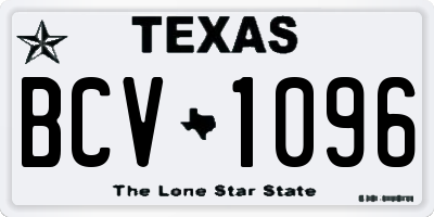 TX license plate BCV1096