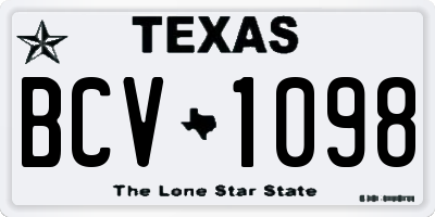 TX license plate BCV1098