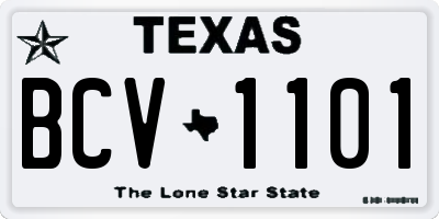 TX license plate BCV1101