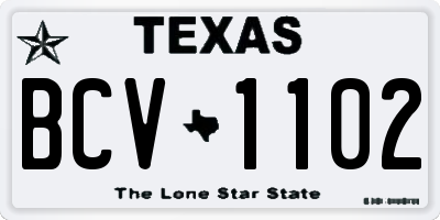 TX license plate BCV1102