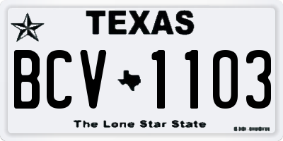 TX license plate BCV1103