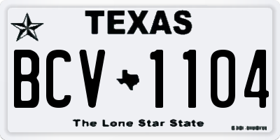 TX license plate BCV1104