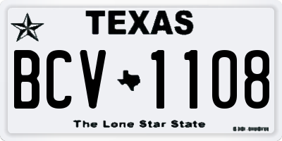 TX license plate BCV1108