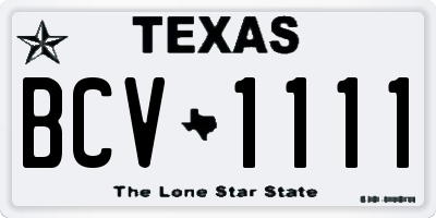 TX license plate BCV1111