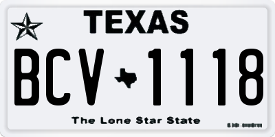 TX license plate BCV1118