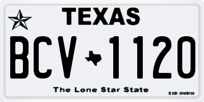 TX license plate BCV1120