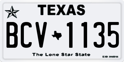 TX license plate BCV1135