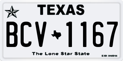 TX license plate BCV1167