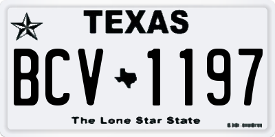TX license plate BCV1197