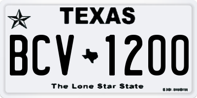 TX license plate BCV1200