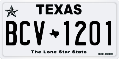 TX license plate BCV1201