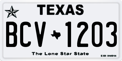 TX license plate BCV1203