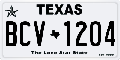 TX license plate BCV1204