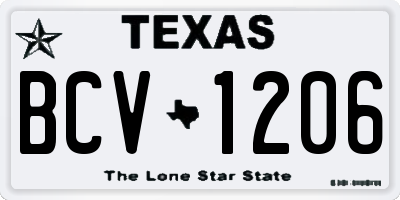 TX license plate BCV1206