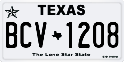 TX license plate BCV1208