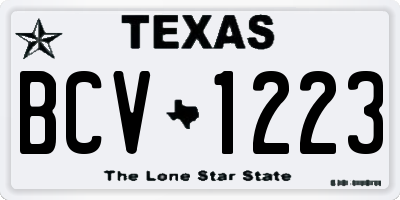 TX license plate BCV1223