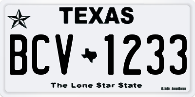 TX license plate BCV1233