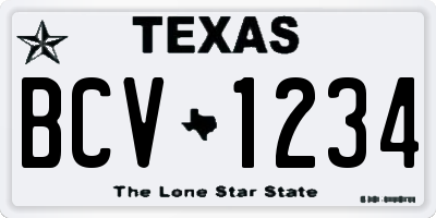 TX license plate BCV1234