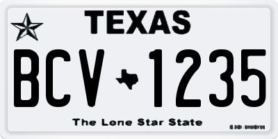 TX license plate BCV1235