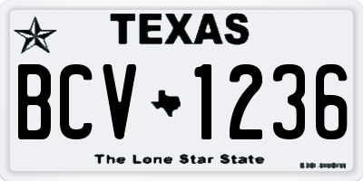 TX license plate BCV1236