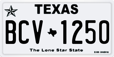 TX license plate BCV1250
