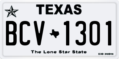 TX license plate BCV1301