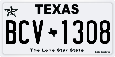 TX license plate BCV1308